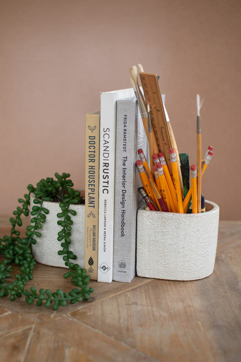 Concrete Bookend Planters S/2