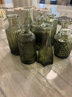 Green glass mini vase